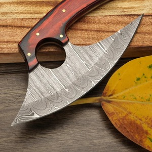 Cuchillo Ulu de Acero de Damasco Hecho a Mano Personalizado, Mango de Madera ODM/OEM, Funda de Cuero Genuino, Cuchillos de Cocina para Chef, Cuchillos de Corte DIY - Product Image 3