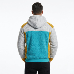 Custom Logo Color Block <b>Sherpa</b> <b>Fleece</b> Hoodie Men Women Oversized Heavyweight Full Zip Teddy <b>Fleece</b> Jacket for Winter wholesale - Product Image 3