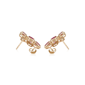 Pendientes de Oro Amarillo de 14K con Rubíes y Diamantes en Forma de Alas, Diseño ODM OEM Hecho a Mano, Última Moda en Joyería Personalizada - Product Image 6
