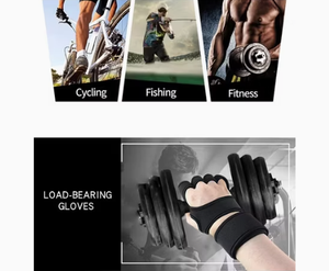 Guantes Negros de Medio Dedo para Levantamiento de Pesas con Soporte para Muñeca, Transpirables, para Entrenamiento Físico, Gimnasio, Deportes de Primavera y Otoño - Product Image 3