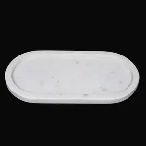 Modern White Marble Oval Serving Tray Decorative Vanity Organizer Tray for Bathroom Countertop <b>Coffee</b> <b>Table</b> Home Decor - Product Image 1