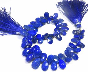 Perles de pierres précieuses naturelles de qualité supérieure en Lapis Lazuli, taille poire, facettées, percées sur le côté, 7-11mm, bleues, brin de 8 pouces, pour DIY - Product Image 6