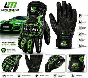Long Mission Industry Sporty Leather Motorbike <b>Gloves</b> Wrist Length Breathable <b>Touchscreen</b> Compatible Eco-Friendly Fur Lined Four - Product Image 5