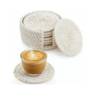 Sous-verres en rotin BOHO, accessoire de décoration de table, sur mesure, 4 pièces, sous-verres en rotin BOHO pour café - Product Image 3