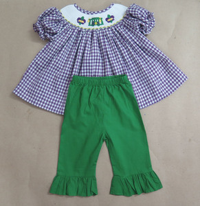 Vestido Infantil Morado a Cuadros con Bordado a Mano al por Mayor - Product Image 3