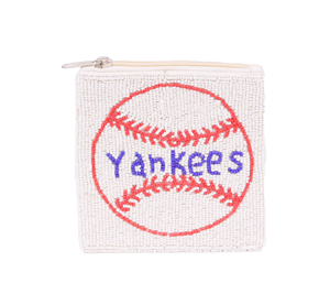 Monedero de béisbol con cuentas, superventas, hecho a mano para niñas y mujeres, cartera con cremallera para el día del partido, elegante accesorio deportivo para el día del partido - Product Image 1