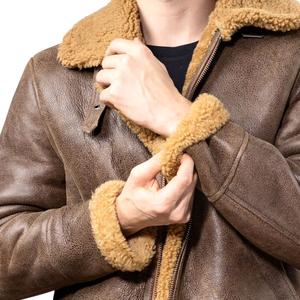 New Arrival Winter Warm <b>Long</b> Sleeve Men Shearling <b>Leather</b> <b>Jacket</b> Factory Made Lightweight Men Shearling <b>Leather</b> <b>Jacket</b> - Product Image 6