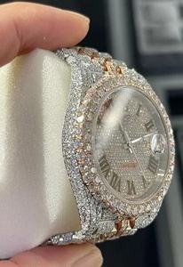 Nouvelle montre pour homme tendance et luxueuse, fabriquée à la main en alliage, entièrement sertie de diamants véritables VVS, mouvement à quartz ETA, résistante à l'eau 10 bars, verre de 20 mm - Product Image 2