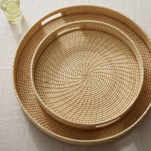 Hot Sale Rectangular Rattan Wooden Serving Tray Decorative Marble Material with Handle for Kitchen Storage Food Parties Supplies - Product Image 5