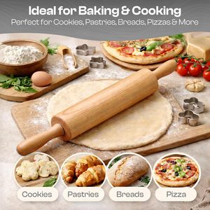 Wooden <b>Rolling</b> <b>Pin</b> Kitchen Baking Tool Handmade Solid Wood Dough Roller With Comfortable Handles Traditional Baking <b>Rolling</b> <b>Pins</b> - Product Image 4