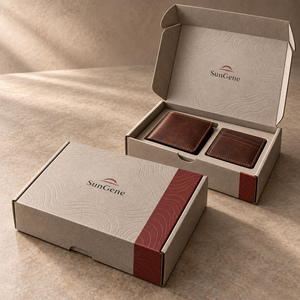 Caja de Embalaje de Cartón Corrugado SunGene Fieldnote Leatherworks para Cartera de Cuero y Estuche para Tarjetas - Product Image 6