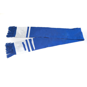 ผ้าพันคอสีน้ำเงินรอยัลขาวลายทางถักอะคริลิก แต่งชายครุย ปักลายตามสั่ง สำหรับพี่น้องสมาคมนักศึกษาหญิง Zeta Phi Beta - Product Image 1