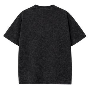 T-shirt noir délavé à l'acide pour homme, manches courtes, col rond, style décontracté vintage streetwear, en coton, coupe oversize, vêtement vierge personnalisable, vente en gros - Product Image 2