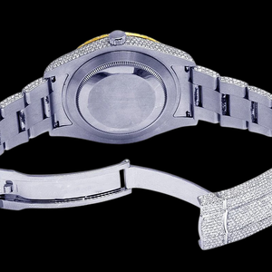 Reloj Personalizado con Cristales de 41 mm, Movimiento de Cuarzo, Oro Blanco, Acero Inoxidable, Números Arábigos, Esfera de Cristal de Dos Tonos, Estilo Hip Hop - Product Image 4