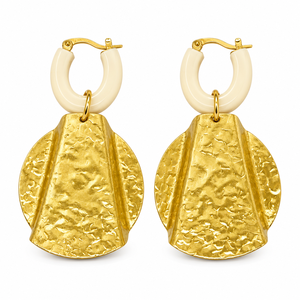 Pendientes de Aro en Forma de Media Luna en Tono Dorado, Acabado Metálico Cepillado, Joyería Minimalista, Accesorios de Moda al por Mayor - Product Image 5