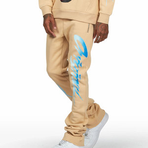 ชุดวอร์มผ้าฟลีซคอตตอน 100% พิมพ์ลายตามสั่ง กางเกงขาบาน เสื้อฮู้ดแบบสวม ชุดวอร์ม 2 ชิ้น สไตล์สตรีทสำหรับผู้ชาย ชุดกางเกงขายาวทรงเข้ารูป - Product Image 3