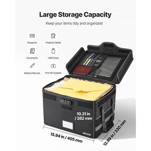 Boîte à documents ignifuge portable, résistante à 1832 degrés Fahrenheit, isolée thermiquement, étanche et verrouillable, avec fonctions de sécurité - Product Image 3