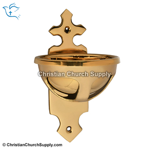 Fuente de Agua Bendita Cruzada para Montar en la Pared |   Fuente de Agua Bendita de Latón para Iglesias – Export Corporation - Product Image 2