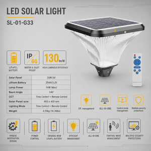 ไฟถนนโซลาร์เซลล์ LED สีดำแบบโมโน SI พร้อมแบตเตอรี่ LiFePO4 2500 mAh  แบบกันน้ำ IP66 (อุปกรณ์เสริม) - Product Image 2