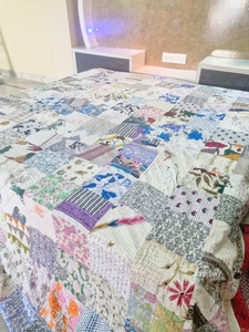 Reversible <b>Indian</b> Cotton Quilted Handmade Old Vintage Kantha Bedspread <b>Quilts</b> Blanket Throw Eco-Friendly Organic All-Season - Product Image 3