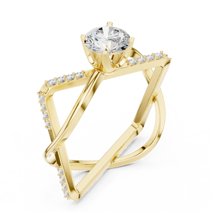Anillo de Diamantes Solitario Geométrico Moderno Chapado en Oro Amarillo para Mujer, Joyería de Lujo para Compromiso y Boda - Product Image 3