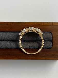 Anillo Floral Vintage con Diamante Cultivado en Laboratorio, Corte Redondo, para Mujer, con Oro Sólido de 14K, Regalo de Compromiso para Parejas - Product Image 4