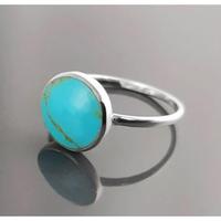 Bague Cocktail en Argent Sterling 925 Turquoise, Sertissage Clos, Style Bohème, Unisexe, Usage Quotidien, Jaura Jewels R58 Christian Antique