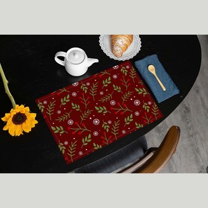 Christmas Printed Cloth <b>Placemat</b> Red Green Plant Pattern Traditional Design <b>Placemat</b> for Christmas use . - Product Image 1