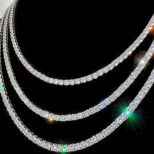 wholesale hip hop jewelry <b>iced</b> <b>out</b> 18k gold silver plated brass zircon diamond tennis <b>chain</b> necklace for men women - Product Image 6