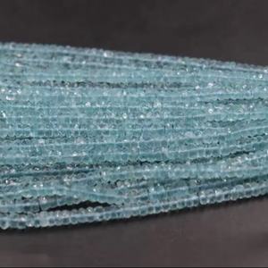 Cuentas Redondas Facetadas de Aguamarina Azul Natural AAA+ de 4 mm, Hilo de 16 Pulgadas para la Fabricación de Joyas - Product Image 1