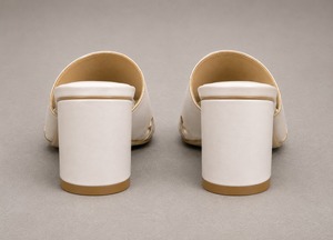 Sandales mules à talons hauts blanches pour femmes, à bout ouvert, avec brides croisées, à enfiler, décontractées, en Raxine, toutes saisons - Product Image 4