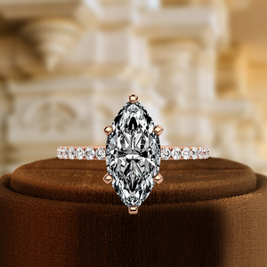 6-Prong Marquise Engagement Ring 14k Solid Gold, 1.5CT Lab Grown Diamond Bridal Ring, Solitaire Pave Diamond Ring, Promise Ring - Product Image 5
