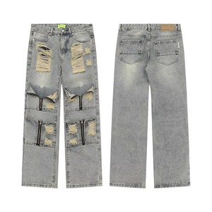 Jeans de Mezclilla para Hombre, Corte Recto y Holgado, 100% Algodón, Transpirables, Lavados, para Invierno, Verano y Primavera, Alta Calidad, Venta al Por Mayor OEM - Product Image 1