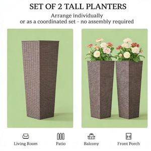 Maceta y jardinera de plástico marrón para uso en interiores y exteriores - Product Image 2