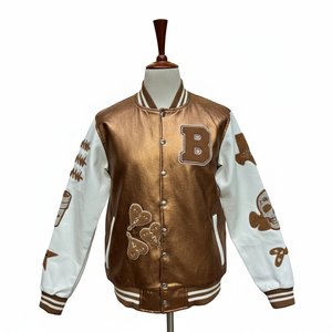 Chaqueta Varsity para Hombre, Personalizada, con Bordado Chenille, Talla Cómoda, Muy Solicitada, Fabricada en Fábrica, Precio Económico, con Mangas de Cuero - Product Image 3