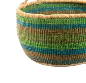 Panier de rangement en jonc de mer naturel, écologique, vert-bleu et olive, vente en gros, économique, en vrac - Product Image 3