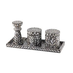 Plateau décoratif en nacre pour le Ramadan, ensemble de pots pour ranger des dattes, du chocolat, de l'encens, fabriqué au Vietnam, vente en gros - Product Image 3