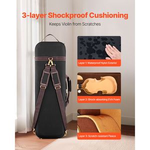 Estuche para Violín 4/4, Ligero y Portátil, con Higrómetro, Forro de Felpa, Protección para Instrumentos Musicales - Product Image 2