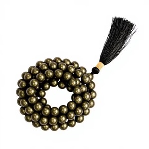 Meilleur Collier Mala en Pyrite 108 Perles, Perles de Prière Rondes en Pierre Précieuse de 8mm, Collier de Méditation et de Yoga, Bijou Religieux Unisexe - Product Image 3
