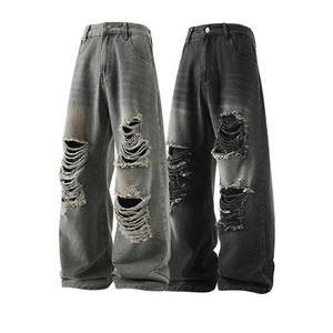 Manufacturer Direct Men's Wholesale Breathable Casual Dark Straight Solid Denim Jeans Embroidery for Summer Autumn Winter - Product Image 2