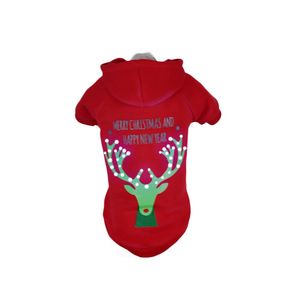 Disfraz de Reno Navideño para Mascotas con Capucha y Luces LED, Ropa Festiva para Mascotas - Product Image 1