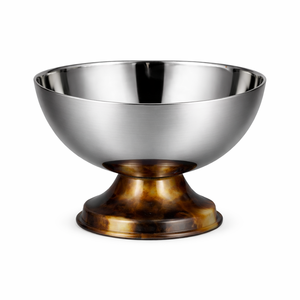 Bol en acier inoxydable très vendu avec base en résine marron, design élégant et de qualité supérieure pour la salle à manger et la décoration intérieure - Product Image 1