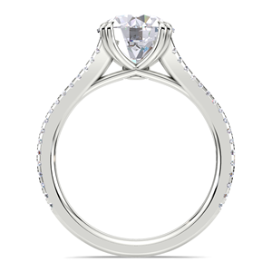 Bague de fiançailles en argent sterling 925 avec diamant rond brillant cultivé en laboratoire certifié IGI, sertie pavé, à double sangle - Product Image 2