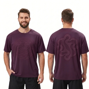 T-shirt de sport graphique Maroon Crest pour homme, en coton et polyester, coupe lourde, manches courtes, col rond, pour la musculation - Product Image 2