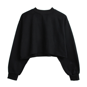 Custom Pink Womens Drop Shoulder Cropped Crewneck Fleece Sweatshirt Soft Casual Short Pullover Wholesale USA <b>UK</b> Europe Brands - Product Image 4