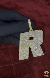 จี้รูปตัว "R" ชุบทองประดับเพชร สร้อยคอหรูหรา สไตล์ฮิปฮอป เครื่องประดับแฟชั่น - Product Image 3