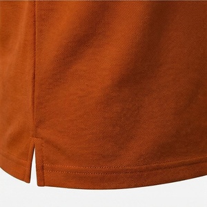Polo à manches courtes orange pour homme avec col et poignets à carreaux, en coton tricoté, décontracté, respirant, avec poche, coupe classique - Product Image 5