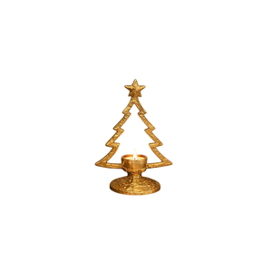 Gold Brass <b>Christmas</b> <b>Tree</b> Tea <b>Light</b> Holder Heat Resistant Candlestick Home Decoration Geometric Holiday Decor Wireframe - Product Image 1
