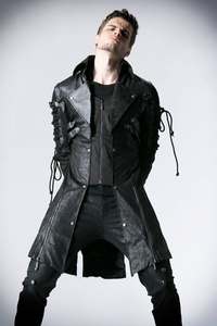Manteau long en cuir véritable Eoin Winston Sports pour homme, style tactique noir, veste longue avec fermeture éclair et détails en dentelle, Pakistan - Product Image 6