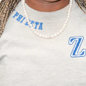 Sudadera Zeta Phi Beta con Diseño de Chenille en la Espalda, Color Gris Jaspeado, para Mujer, con Letras Griegas Bordadas, Cuello Redondo, Premium - Product Image 4